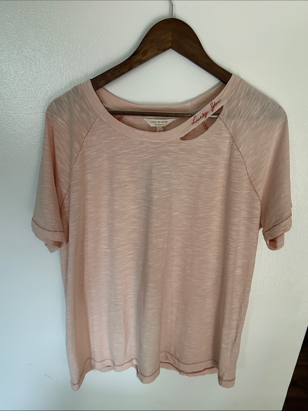 NWT Lucky Brand Light Blush Short Sleeve Crewneck Tee